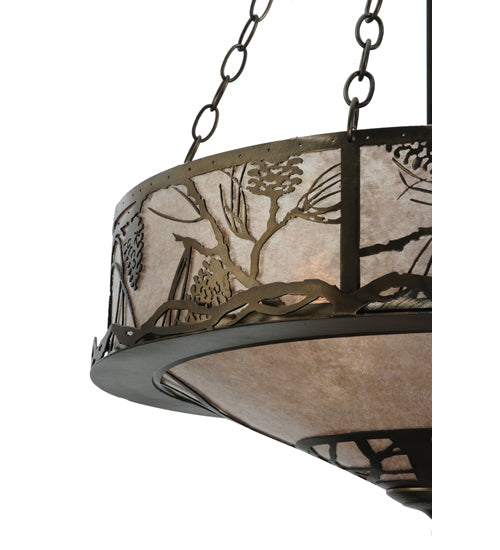 Meyda Lighting Whispering Pines 24" 4-Light Antique Copper Inverted Pendant Light With Silver Mica Shade Glass