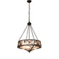Meyda Lighting Whispering Pines 24" 4-Light Antiquity Inverted Pendant Light With Silver Mica Shade Glass