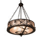 Meyda Lighting Whispering Pines 24" 4-Light Antiquity Inverted Pendant Light With Silver Mica Shade Glass