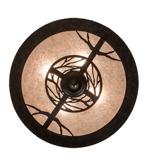 Meyda Lighting Whispering Pines 24" 4-Light Antiquity Inverted Pendant Light With Silver Mica Shade Glass