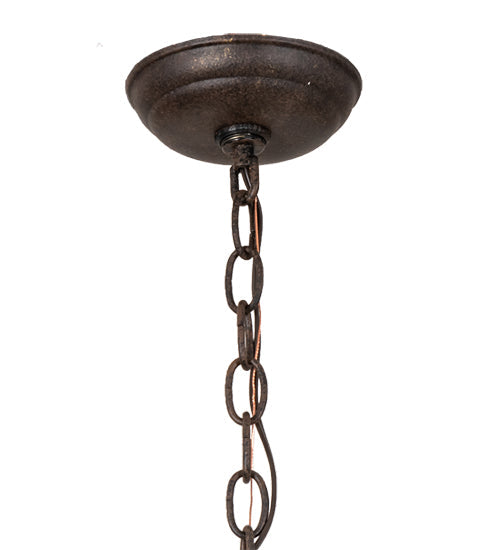Meyda Lighting Whispering Pines 24" 4-Light Antiquity Inverted Pendant Light With Silver Mica Shade Glass