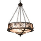 Meyda Lighting Whispering Pines 24" 4-Light Antiquity Inverted Pendant Light With Silver Mica Shade Glass