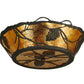 Meyda Lighting Whispering Pines 24" 4-Light Chestnut Flush Mount Light With Amber Mica Shade Glass