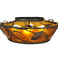 Meyda Lighting Whispering Pines 24" 4-Light Chestnut Flush Mount Light With Amber Mica Shade Glass