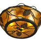 Meyda Lighting Whispering Pines 24" 4-Light Chestnut Flush Mount Light With Amber Mica Shade Glass