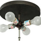 Meyda Lighting Whispering Pines 24" 4-Light Chestnut Flush Mount Light With Amber Mica Shade Glass