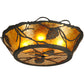 Meyda Lighting Whispering Pines 24" 4-Light Chestnut Flush Mount Light With Amber Mica Shade Glass