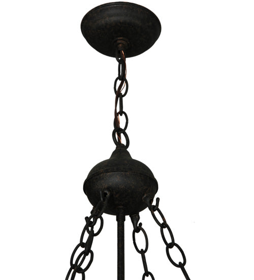 Meyda Lighting Whispering Pines 24" 4-Light Coffee Bean Inverted Pendant Light With Amber Mica Shade Glass