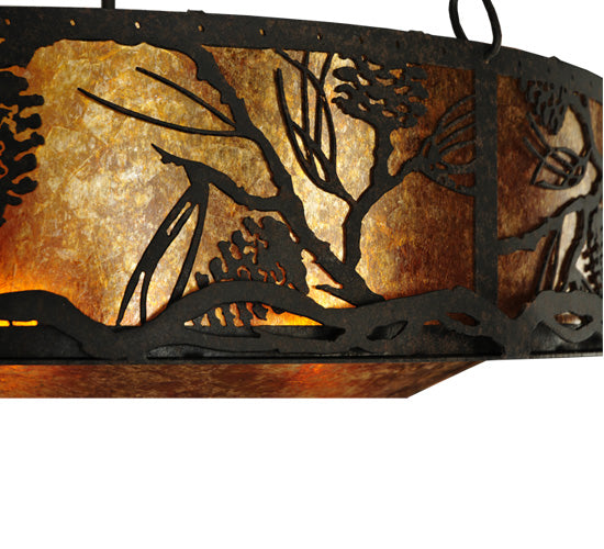 Meyda Lighting Whispering Pines 24" 4-Light Coffee Bean Inverted Pendant Light With Amber Mica Shade Glass
