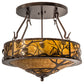 Meyda Lighting Whispering Pines 24" 4-Light Copper Vein Inverted Pendant Light With Amber Mica Shade Glass