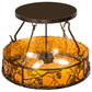 Meyda Lighting Whispering Pines 24" 4-Light Copper Vein Inverted Pendant Light With Amber Mica Shade Glass