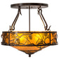 Meyda Lighting Whispering Pines 24" 4-Light Copper Vein Inverted Pendant Light With Amber Mica Shade Glass