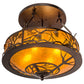 Meyda Lighting Whispering Pines 24" 4-Light Copper Vein Inverted Pendant Light With Amber Mica Shade Glass