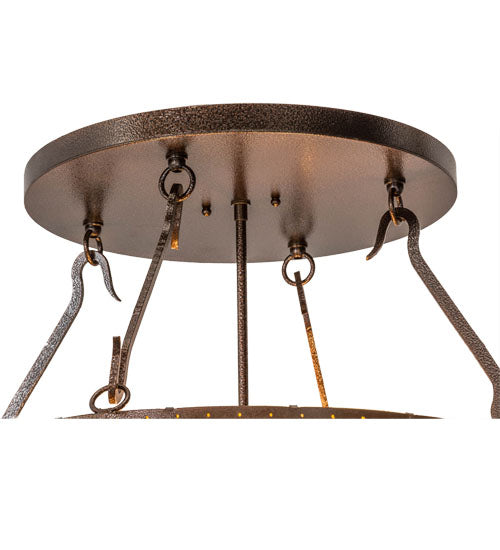 Meyda Lighting Whispering Pines 24" 4-Light Copper Vein Inverted Pendant Light With Amber Mica Shade Glass