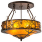 Meyda Lighting Whispering Pines 24" 4-Light Copper Vein Inverted Pendant Light With Amber Mica Shade Glass