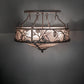 Meyda Lighting Whispering Pines 24" 4-Light Mahogany Bronze Semi-flush Mount Light With Silver Mica Shade Glass