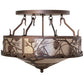 Meyda Lighting Whispering Pines 24" 4-Light Mahogany Bronze Semi-flush Mount Light With Silver Mica Shade Glass