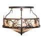 Meyda Lighting Whispering Pines 24" 4-Light Mahogany Bronze Semi-flush Mount Light With Silver Mica Shade Glass
