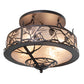 Meyda Lighting Whispering Pines 24" 4-Light Mahogany Bronze Semi-flush Mount Light With Silver Mica Shade Glass