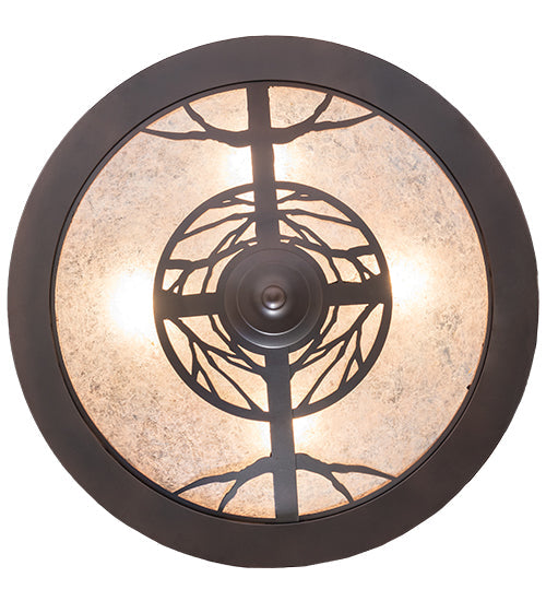 Meyda Lighting Whispering Pines 24" 4-Light Mahogany Bronze Semi-flush Mount Light With Silver Mica Shade Glass
