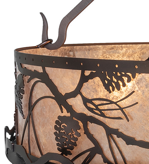 Meyda Lighting Whispering Pines 24" 4-Light Mahogany Bronze Semi-flush Mount Light With Silver Mica Shade Glass