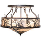 Meyda Lighting Whispering Pines 24" 4-Light Mahogany Bronze Semi-flush Mount Light With Silver Mica Shade Glass