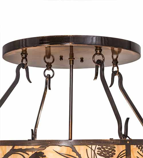 Meyda Lighting Whispering Pines 24" 4-Light Old Copper Pot Semi-flush Mount Light With Travetine Idalight Shade
