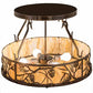 Meyda Lighting Whispering Pines 24" 4-Light Old Copper Pot Semi-flush Mount Light With Travetine Idalight Shade