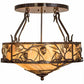Meyda Lighting Whispering Pines 24" 4-Light Old Copper Pot Semi-flush Mount Light With Travetine Idalight Shade