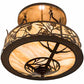Meyda Lighting Whispering Pines 24" 4-Light Old Copper Pot Semi-flush Mount Light With Travetine Idalight Shade