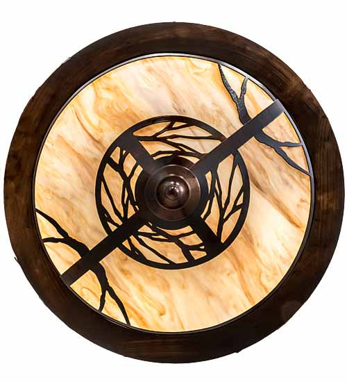 Meyda Lighting Whispering Pines 24" 4-Light Old Copper Pot Semi-flush Mount Light With Travetine Idalight Shade