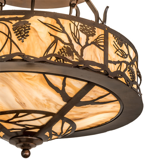 Meyda Lighting Whispering Pines 24" 4-Light Old Copper Pot Semi-flush Mount Light With Travetine Idalight Shade