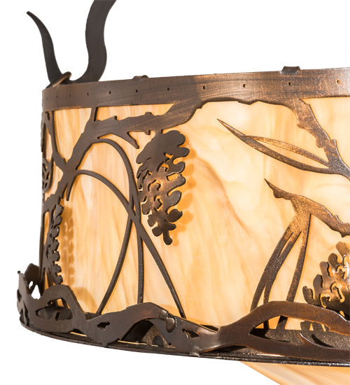 Meyda Lighting Whispering Pines 24" 4-Light Old Copper Pot Semi-flush Mount Light With Travetine Idalight Shade