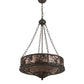 Meyda Lighting Whispering Pines 24" 6-Light Bronze Inverted Pendant Light With Silver Mica Shade Glass