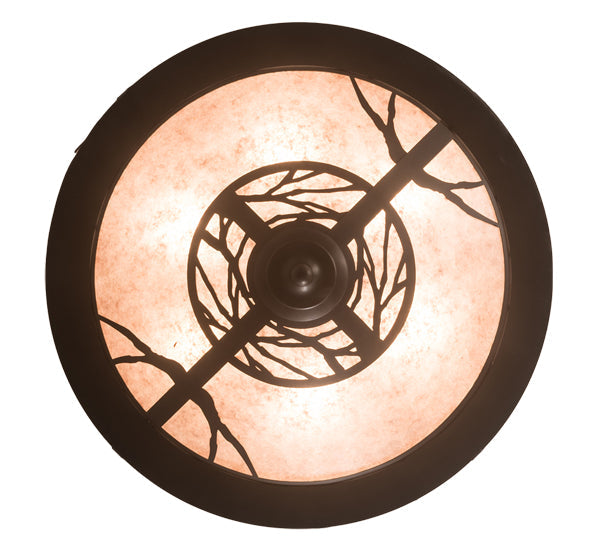 Meyda Lighting Whispering Pines 24" 6-Light Bronze Inverted Pendant Light With Silver Mica Shade Glass