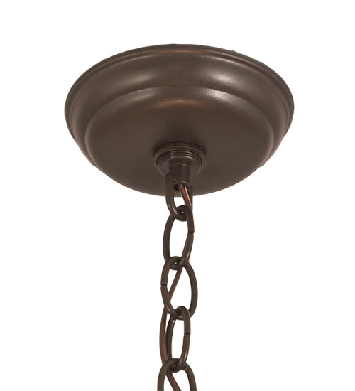 Meyda Lighting Whispering Pines 24" 6-Light Bronze Inverted Pendant Light With Silver Mica Shade Glass