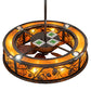 Meyda Lighting Whispering Pines 243542 44" 16-Light Oil Rubbed Bronze Chandelier With Amber Mica Shade Glass and Fan