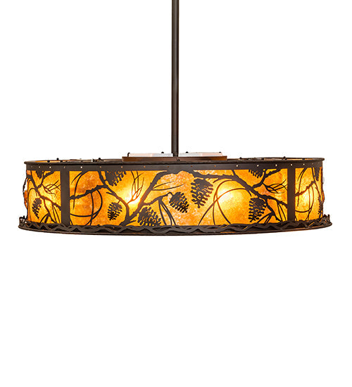Meyda Lighting Whispering Pines 243542 44" 16-Light Oil Rubbed Bronze Chandelier With Amber Mica Shade Glass and Fan