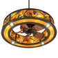 Meyda Lighting Whispering Pines 243542 44" 16-Light Oil Rubbed Bronze Chandelier With Amber Mica Shade Glass and Fan