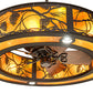 Meyda Lighting Whispering Pines 243542 44" 16-Light Oil Rubbed Bronze Chandelier With Amber Mica Shade Glass and Fan