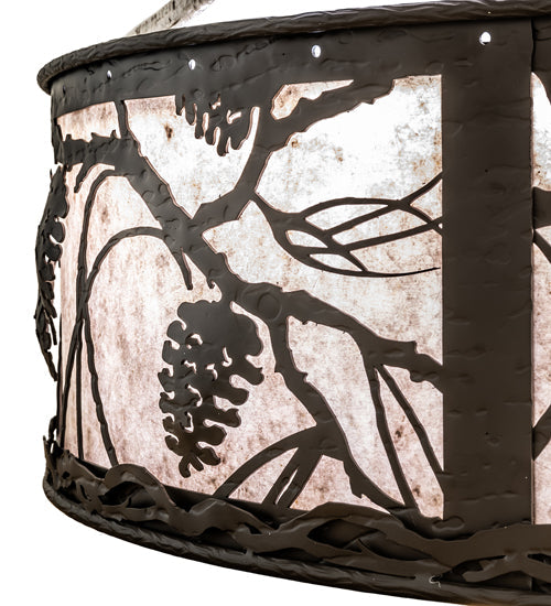 Meyda Lighting Whispering Pines 243635 37" Oil Rubbed Bronze Chandelier With Silver Mica Shade Glass and Fan