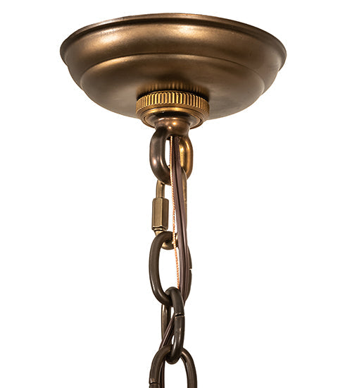 Meyda Lighting Whispering Pines 28" 4-Light Antique Copper Chandelier With Amber Mica Shade Glass