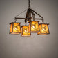 Meyda Lighting Whispering Pines 28" 4-Light Antique Copper Chandelier With Amber Mica Shade Glass