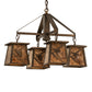 Meyda Lighting Whispering Pines 28" 4-Light Antique Copper Chandelier With Amber Mica Shade Glass