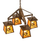 Meyda Lighting Whispering Pines 28" 4-Light Antique Copper Chandelier With Amber Mica Shade Glass