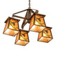 Meyda Lighting Whispering Pines 28" 4-Light Antique Copper Chandelier With Amber Mica Shade Glass