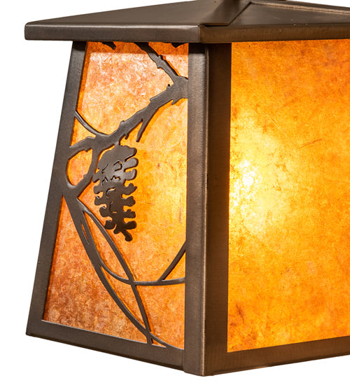 Meyda Lighting Whispering Pines 28" 4-Light Antique Copper Chandelier With Amber Mica Shade Glass