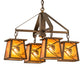 Meyda Lighting Whispering Pines 28" 4-Light Antique Copper Chandelier With Amber Mica Shade Glass