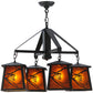 Meyda Lighting Whispering Pines 28" 4-Light Oil Rubbed Bronze Chandelier With Amber Mica Shade Glass