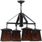 Meyda Lighting Whispering Pines 28" 4-Light Oil Rubbed Bronze Chandelier With Amber Mica Shade Glass